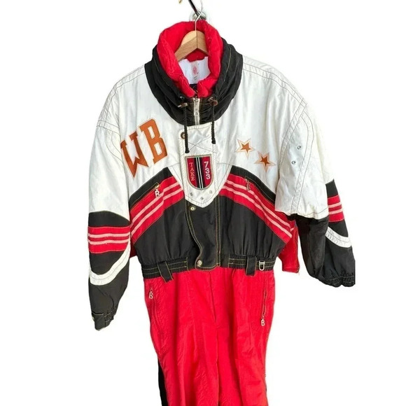 Bogner USA-Made Ski Suit Size 40 red black white snow stars - Picture 2 of 11